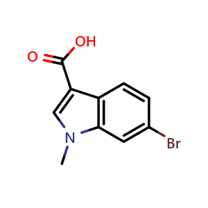 Chemical structure of 6-bromo-1-methyl-1H-indole-3-carboxylic acid , CAS 1103500-73-7, AChemBlock S83379