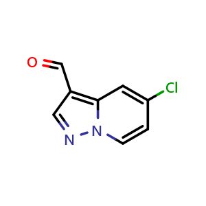 Chemical structure of 5-chloropyrazolo[1,5-a]pyridine-3-carbaldehyde , CAS 1101120-49-3, AChemBlock S83383