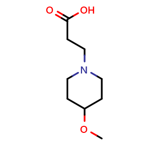 Chemical structure of 3-(4-methoxypiperidin-1-yl)propanoic acid , CAS 1096353-64-8, AChemBlock S83400