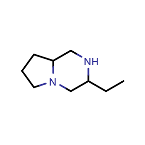 Chemical structure of 3-ethyl-octahydropyrrolo[1,2-a]pyrazine , CAS 1092297-94-3, AChemBlock S83461