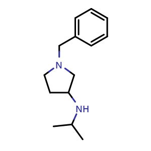 Chemical structure of 1-benzyl-N-(propan-2-yl)pyrrolidin-3-amine , CAS 1092294-32-0, AChemBlock S83463