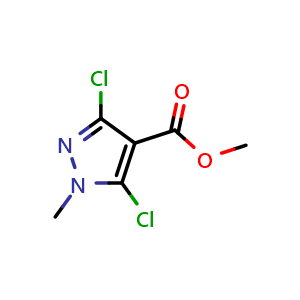 Chemical structure of methyl 3,5-dichloro-1-methyl-1H-pyrazole-4-carboxylate , CAS 109056-69-1, AChemBlock S83476