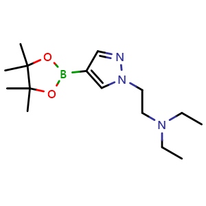 Chemical structure of diethyl({2-[4-(tetramethyl-1,3,2-dioxaborolan-2-yl)-1H-pyrazol-1-yl]ethyl})amine , CAS 1086111-20-7, AChemBlock S83495