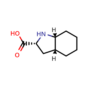 Chemical structure of (2R,3aR,7aR)-octahydro-1H-indole-2-carboxylic acid , CAS 108507-42-2, AChemBlock S83498