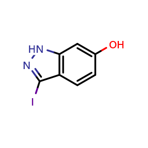 Chemical structure of 3-Iodo-1H-indazol-6-ol , CAS 1082040-27-4, AChemBlock S83531