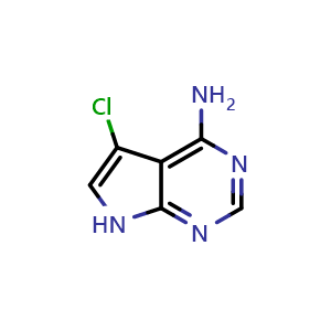 Chemical structure of 5-chloro-7H-pyrrolo[2,3-d]pyrimidin-4-amine , CAS 1080467-50-0, AChemBlock S83535