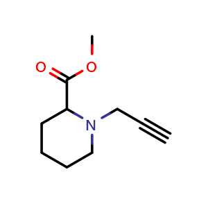 Chemical structure of methyl 1-(prop-2-yn-1-yl)piperidine-2-carboxylate , CAS 1075220-87-9, AChemBlock S83555