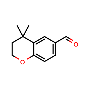Chemical structure of 4,4-dimethyl-3,4-dihydro-2H-1-benzopyran-6-carbaldehyde , CAS 107430-96-6, AChemBlock S83559