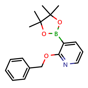 Chemical structure of 2-(benzyloxy)-3-(4,4,5,5-tetramethyl-1,3,2-dioxaborolan-2-yl)pyridine , CAS 1073371-81-9, AChemBlock S83567
