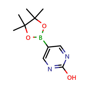 Chemical structure of 5-(tetramethyl-1,3,2-dioxaborolan-2-yl)pyrimidin-2-ol , CAS 1073354-84-3, AChemBlock S83569