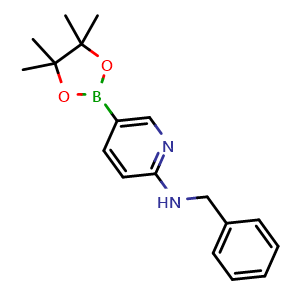 Chemical structure of N-benzyl-5-(4,4,5,5-tetramethyl-1,3,2-dioxaborolan-2-yl)pyridin-2-amine , CAS 1073354-27-4, AChemBlock S83573
