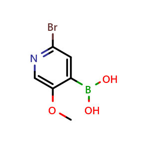 Chemical structure of (2-bromo-5-methoxypyridin-4-yl)boronic acid , CAS 1072952-48-7, AChemBlock S83580