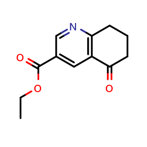 Chemical structure of ethyl 5-oxo-7,8-dihydro-6H-quinoline-3-carboxylate , CAS 106960-78-5, AChemBlock S83603