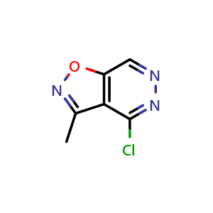 Chemical structure of 4-chloro-3-methyl-isoxazolo[4,5-d]pyridazine , CAS 106584-75-2, AChemBlock S83611