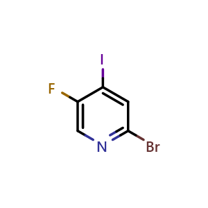 Chemical structure of 2-bromo-5-fluoro-4-iodopyridine , CAS 1061357-89-8, AChemBlock S83631