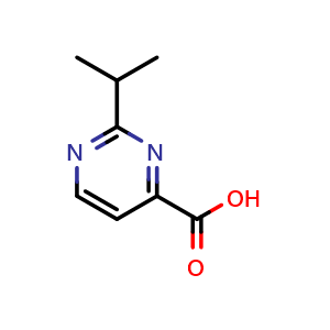 Chemical structure of 2-(propan-2-yl)pyrimidine-4-carboxylic acid , CAS 1060817-57-3, AChemBlock S83633