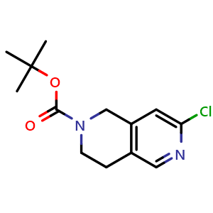 Chemical structure of tert-butyl 7-chloro-3,4-dihydro-1H-2,6-naphthyridine-2-carboxylate , CAS 1060816-50-3, AChemBlock S83634