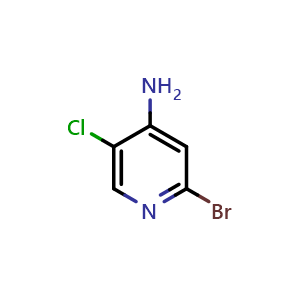 Chemical structure of 2-bromo-5-chloropyridin-4-amine , CAS 1060815-72-6, AChemBlock S83637