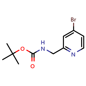 Chemical structure of tert-butyl N-[(4-bromopyridin-2-yl)methyl]carbamate , CAS 1060813-12-8, AChemBlock S83640
