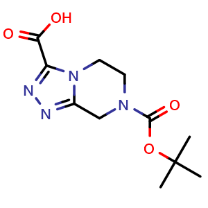 Chemical structure of 7-tert-butoxycarbonyl-6,8-dihydro-5H-[1,2,4]triazolo[4,3-a]pyrazine-3-carboxylic acid , CAS 1053656-19-1, AChemBlock S83674