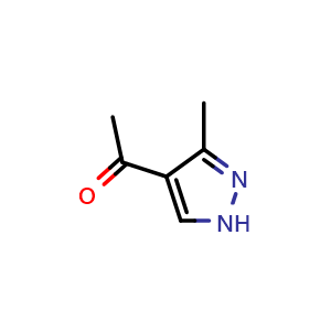 Chemical structure of 1-(3-methyl-1H-pyrazol-4-yl)ethan-1-one , CAS 105224-04-2, AChemBlock S83688