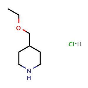 Chemical structure of 4-(ethoxymethyl)piperidine hydrochloride , CAS 1051919-43-7, AChemBlock S83693