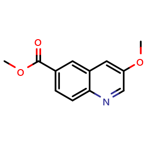 Chemical structure of methyl 3-methoxyquinoline-6-carboxylate , CAS 1051316-27-8, AChemBlock S83695