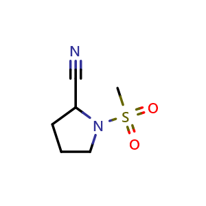 Chemical structure of 1-methanesulfonylpyrrolidine-2-carbonitrile , CAS 1049606-01-0, AChemBlock S83711