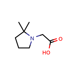 Chemical structure of 2-(2,2-dimethylpyrrolidin-1-yl)acetic acid , CAS 1048920-76-8, AChemBlock S83716