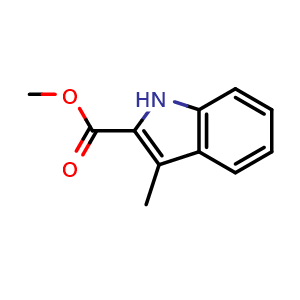 Chemical structure of methyl 3-methyl-1H-indole-2-carboxylate , CAS 104711-29-7, AChemBlock S83725