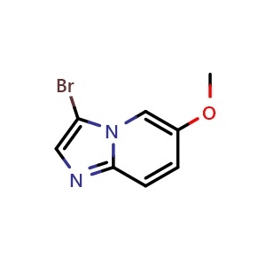 Chemical structure of 3-bromo-6-methoxyimidazo[1,2-a]pyridine , CAS 1044733-59-6, AChemBlock S83734