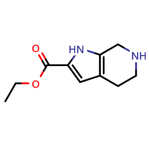 Chemical structure of ethyl 1H,4H,5H,6H,7H-pyrrolo[2,3-c]pyridine-2-carboxylate , CAS 104408-63-1, AChemBlock S83741