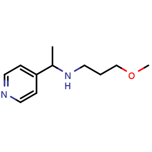 Chemical structure of (3-methoxypropyl)[1-(pyridin-4-yl)ethyl]amine , CAS 1042589-25-2, AChemBlock S83754