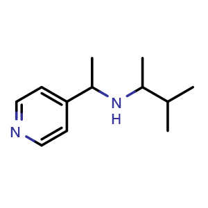 Chemical structure of (3-methylbutan-2-yl)[1-(pyridin-4-yl)ethyl]amine , CAS 1042573-25-0, AChemBlock S83761