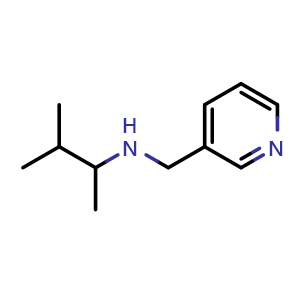 Chemical structure of (3-methylbutan-2-yl)[(pyridin-3-yl)methyl]amine , CAS 1042552-15-7, AChemBlock S83764