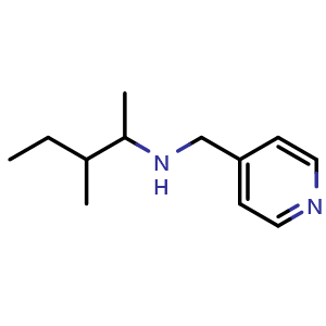 Chemical structure of (3-methylpentan-2-yl)[(pyridin-4-yl)methyl]amine , CAS 1042550-71-9, AChemBlock S83765