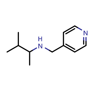 Chemical structure of (3-methylbutan-2-yl)[(pyridin-4-yl)methyl]amine , CAS 1042529-50-9, AChemBlock S83767