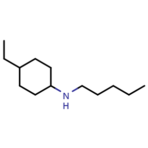 Chemical structure of 4-ethyl-N-pentylcyclohexan-1-amine , CAS 1041573-11-8, AChemBlock S83771