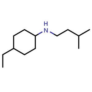 Chemical structure of 4-ethyl-N-(3-methylbutyl)cyclohexan-1-amine , CAS 1040045-98-4, AChemBlock S83786