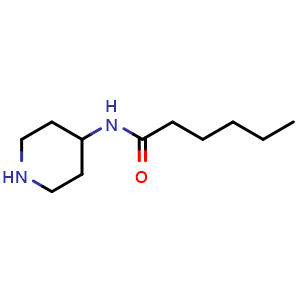 Chemical structure of N-(piperidin-4-yl)hexanamide , CAS 1039894-43-3, AChemBlock S83788