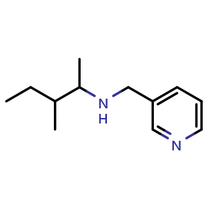 Chemical structure of (3-methylpentan-2-yl)[(pyridin-3-yl)methyl]amine , CAS 1038278-56-6, AChemBlock S83806