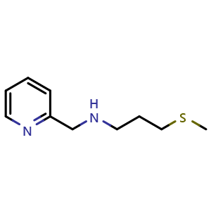 Chemical structure of [3-(methylsulfanyl)propyl][(pyridin-2-yl)methyl]amine , CAS 1038222-88-6, AChemBlock S83814