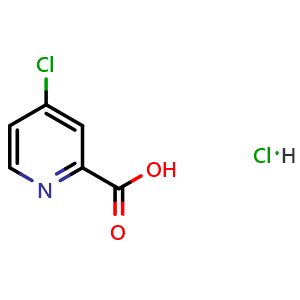 Chemical structure of 4-chloropyridine-2-carboxylic acid hydrochloride , CAS 1036648-06-2, AChemBlock S83831
