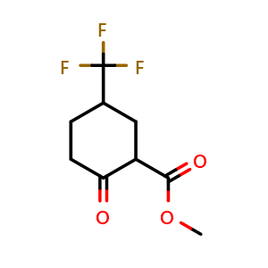 Chemical structure of methyl 2-oxo-5-(trifluoromethyl)cyclohexanecarboxylate , CAS 1035637-10-5, AChemBlock S83840
