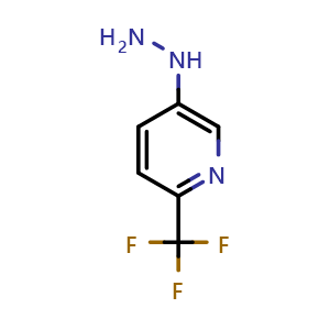 Chemical structure of 5-hydrazinyl-2-(trifluoromethyl)pyridine , CAS 1035173-53-5, AChemBlock S83845