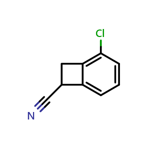 Chemical structure of 2-chlorobicyclo[4.2.0]octa-1,3,5-triene-7-carbonitrile , CAS 103447-24-1, AChemBlock S83846