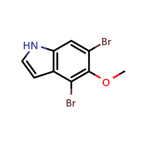 Chemical structure of 4,6-dibromo-5-methoxy-1H-indole , CAS 1033715-48-8, AChemBlock S83850