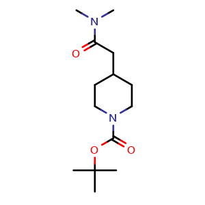 Chemical structure of tert-butyl 4-[(dimethylcarbamoyl)methyl]piperidine-1-carboxylate , CAS 1033705-58-6, AChemBlock S83852