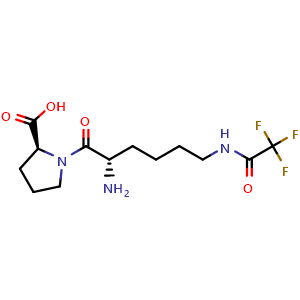 Chemical structure of (2S)-1-[(2S)-2-amino-6-(2,2,2-trifluoroacetamido)hexanoyl]pyrrolidine-2-carboxylic acid , CAS 103300-89-6, AChemBlock S83861