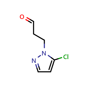 Chemical structure of 3-(5-Chloro-1H-pyrazol-1-yl)propanal , CAS 1032964-29-6, AChemBlock S83862